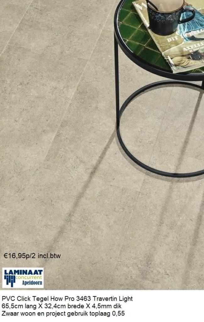Pvc click Tegel Lime stone Travertin 4,5mm dik €16,95m2