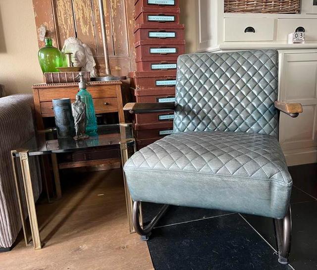FAUTEUIL ELEONORA TYPE MARC, Huis en Inrichting, Ophalen, Gebruikt, Bruin, Leer
