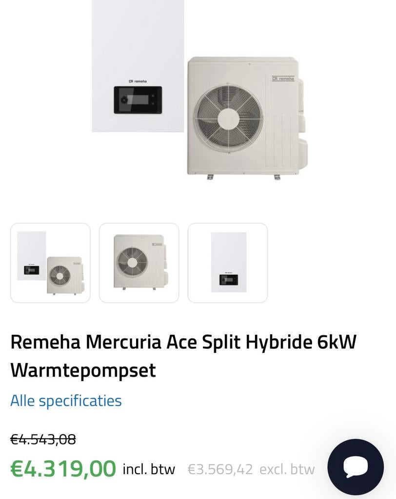 Remeha Mercuria Ace Split hybride 6kW subsidie €2800, Ophalen, DD, Mm, Nieuw