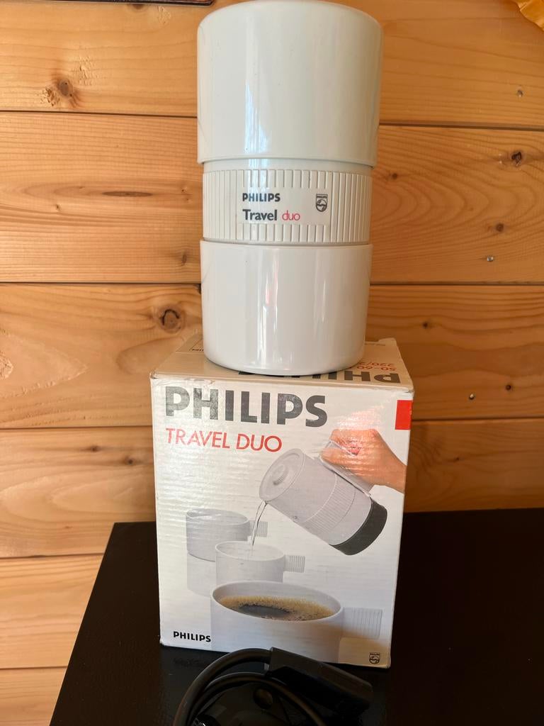 Philips Travel Duo Waterkoker & Koffiezetter - 220V, Gebruikt, Overige modellen, Gemalen koffie, Ophalen of Verzenden