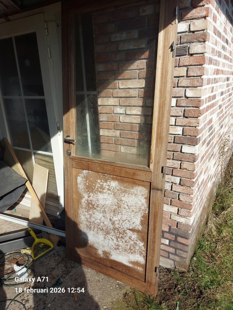 Buitendeur, hardhout, Doe-het-zelf en Verbouw, Deuren en Horren, Ophalen, Gebruikt, Buitendeur, 200 tot 215 cm