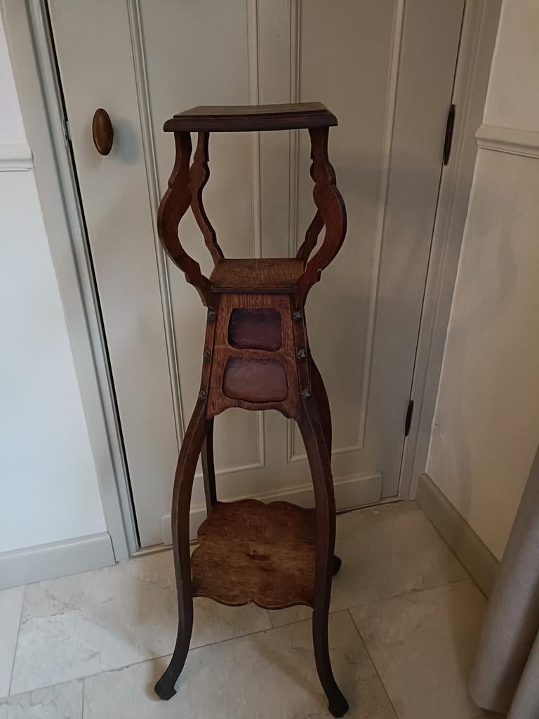 Vintage  Oud Bloementafeltje, Huis en Inrichting, Tafels | Bijzettafels, Gebruikt, Vierkant, 45 tot 60 cm, Minder dan 55 cm, Hout