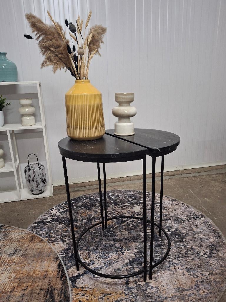 Salontafel, bijzettafel,marmerblad,metalen poot, Ophalen, Minder dan 50 cm, 100 tot 150 cm, 50 tot 75 cm