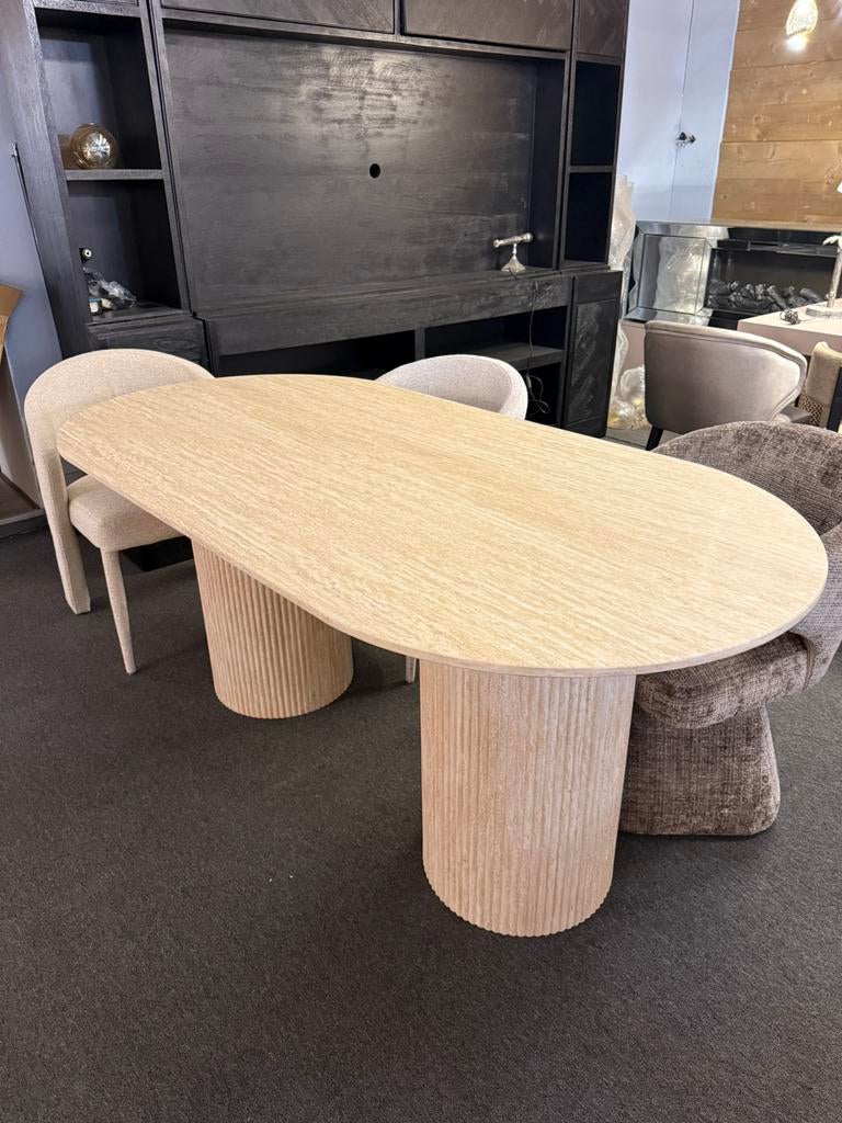 Ovale Travertin Eettafel in 2 maten 160x90 en 180x90 cm New, Overige materialen, Nieuw, Vijf personen of meer, 150 tot 200 cm