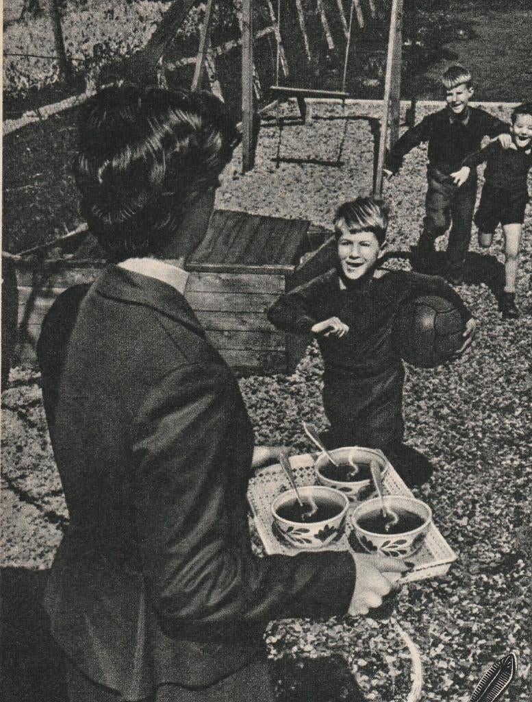 Retro reclame 1954 Maggi soep jongetjes Boerenbont kommen, Verzenden, Overige typen
