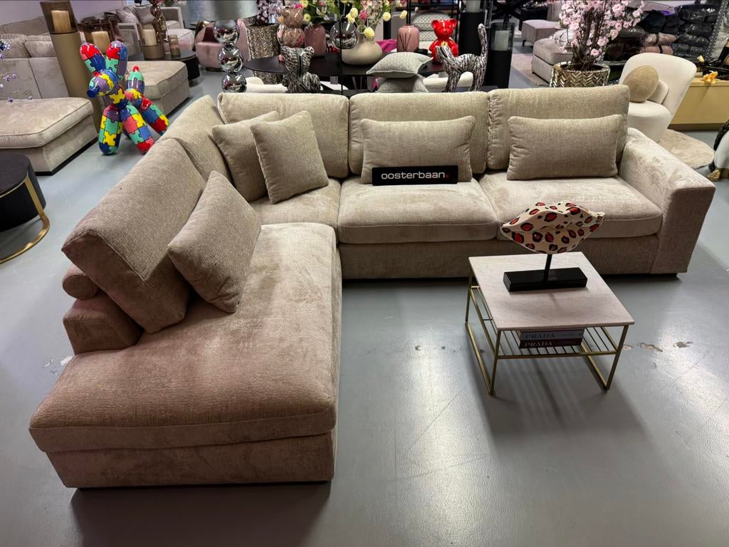 Luxe Velvet Teddy Hoekbank Nepal 240x310cm NIEUW - Beige, Info@oosterbaanwonen.nl, Hoekbank, Ophalen of Verzenden, Venus 31 8448 CE Heerenveen