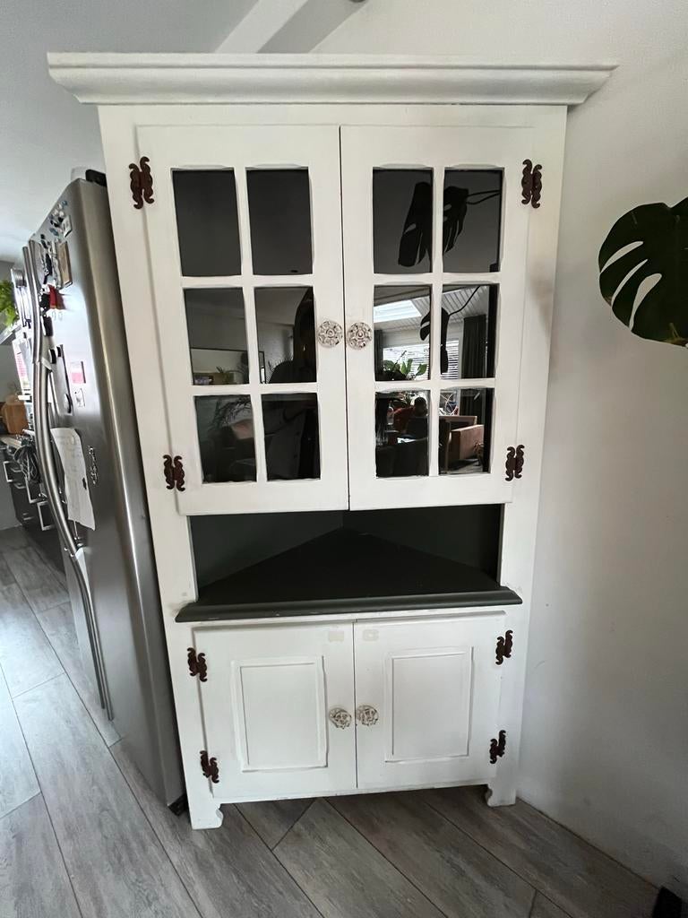 Hoekkast / Servieskast - 99cm breed, 190cm hoog, Huis en Inrichting, Kasten | Buffetkasten, Ophalen, Gebruikt, 50 tot 100 cm, Glas