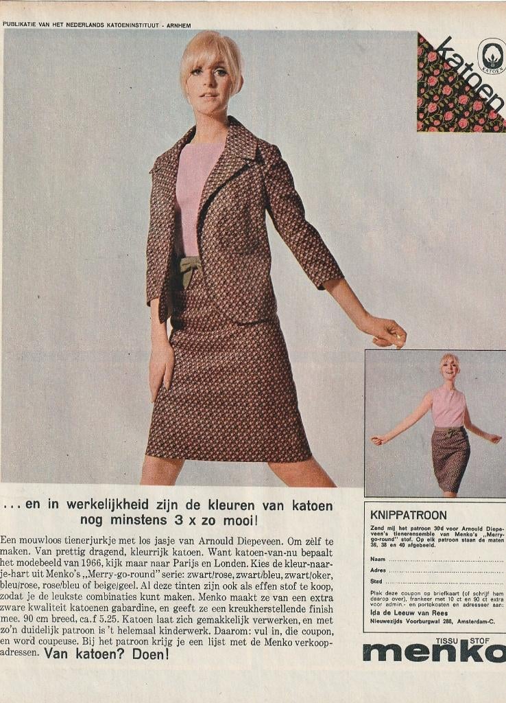 Retro reclame 1966 Menko damesmode nog 3 keer zo mooi, Verzamelen, Verzenden, Overige typen