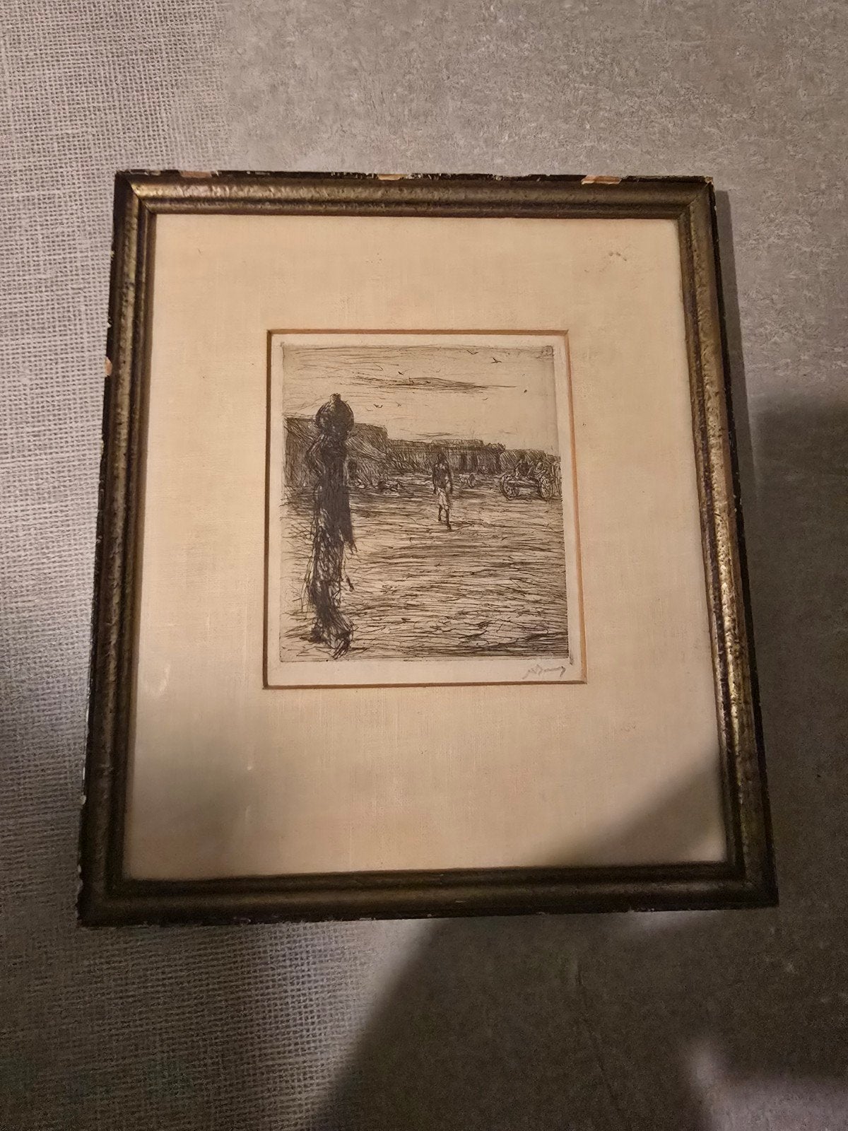 Marius Bauer - Ets "Een straat in Gwalior" (1926), Antiek en Kunst, Ets, Stadsgezicht, Ophalen of Verzenden, Origineel