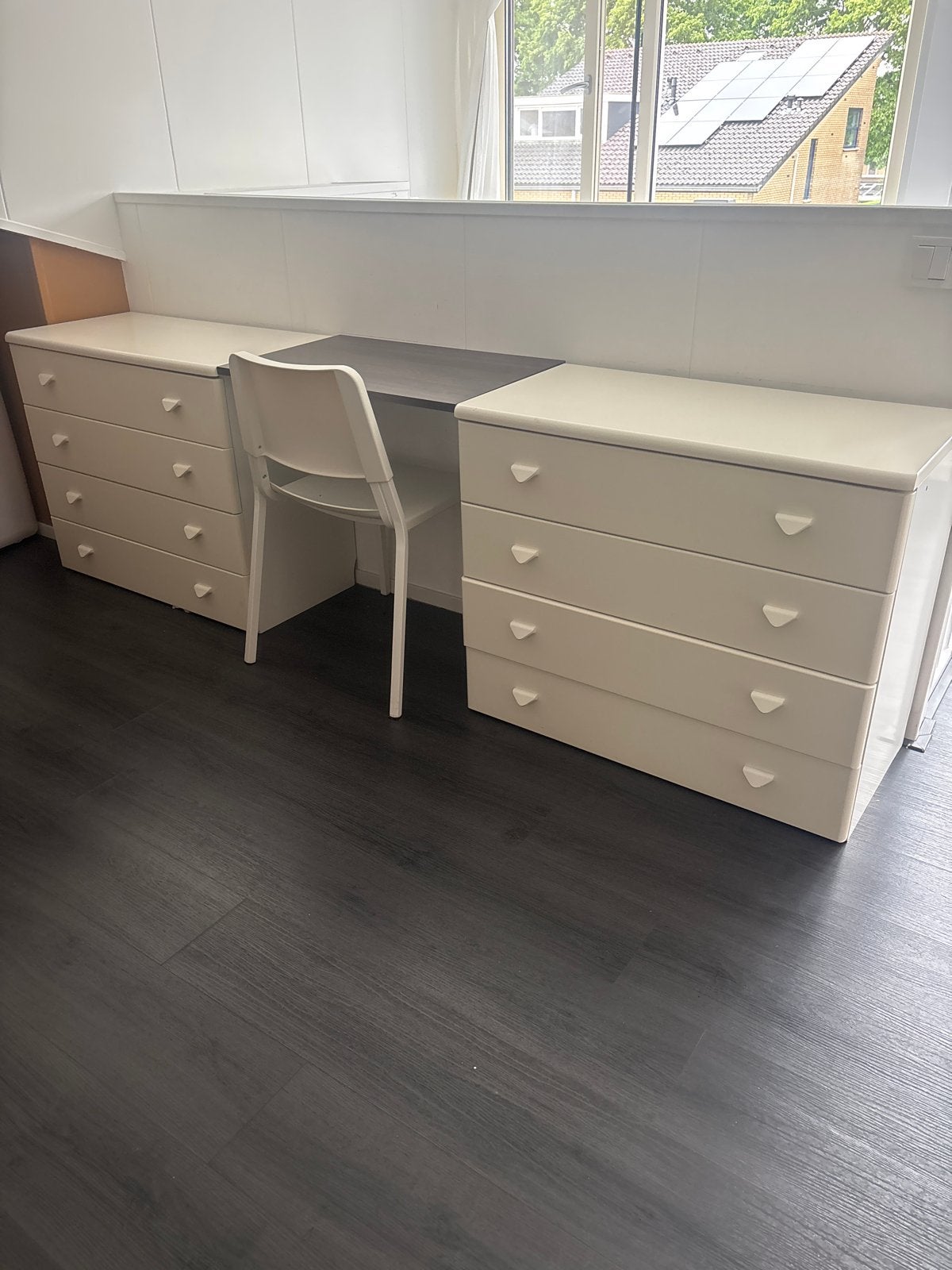 2 ladekasten met bureau, wit, Ophalen, Gebruikt, 50 tot 100 cm, Met lade(s)