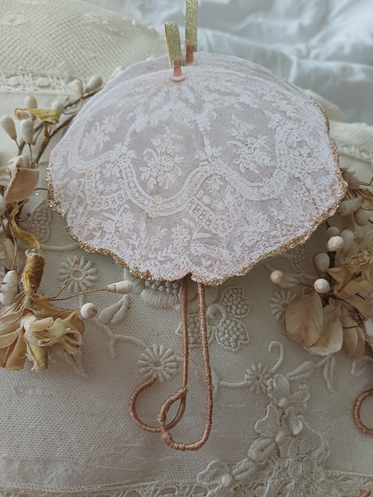 Handgemaakte antieke kanten parasol, Ophalen of Verzenden