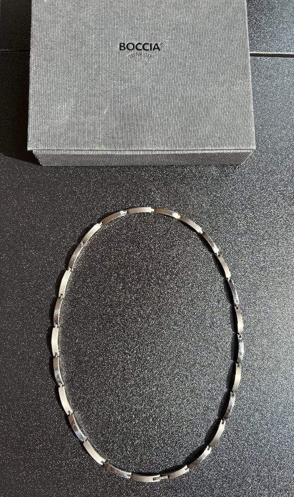 Boccia titanium collier, Ophalen of Verzenden, Zo goed als nieuw, Zilver, Overige materialen
