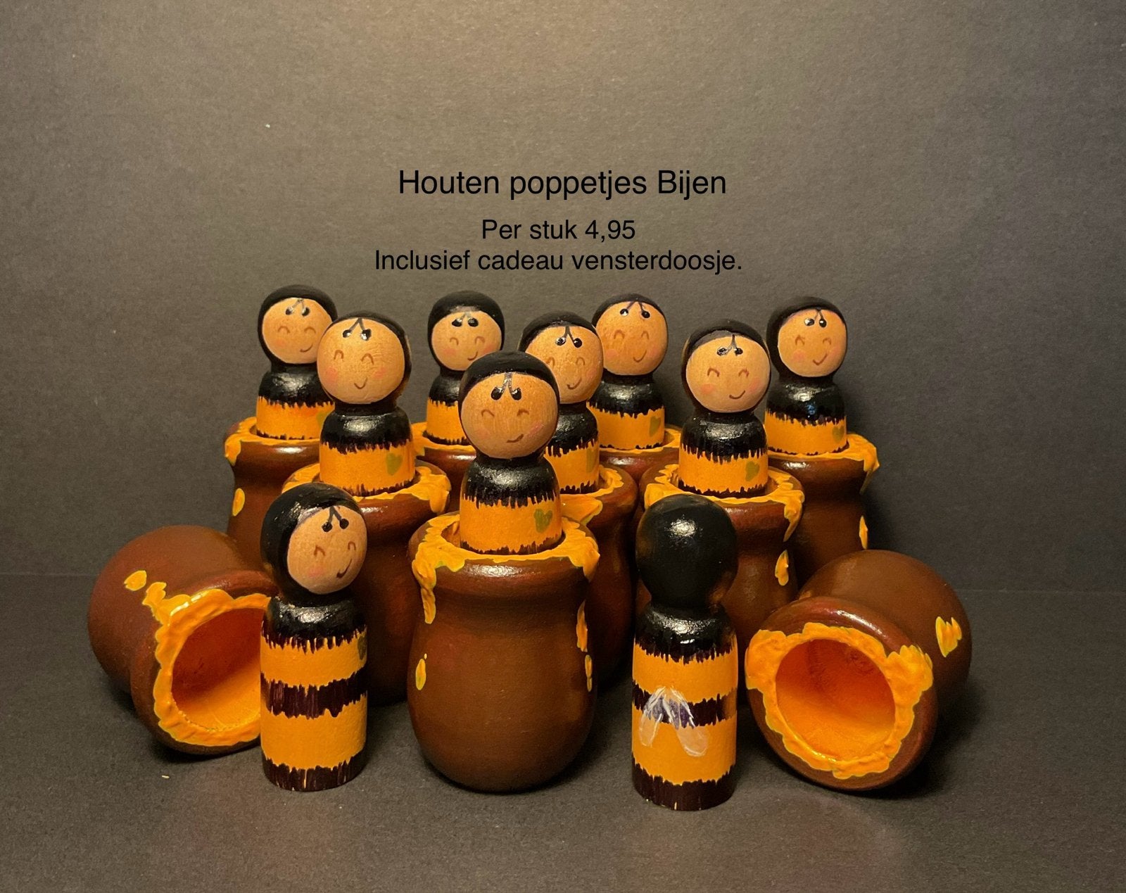 Handbeschilderde Pegdolls. Bij in honingpotje, Ophalen of Verzenden, Nieuw