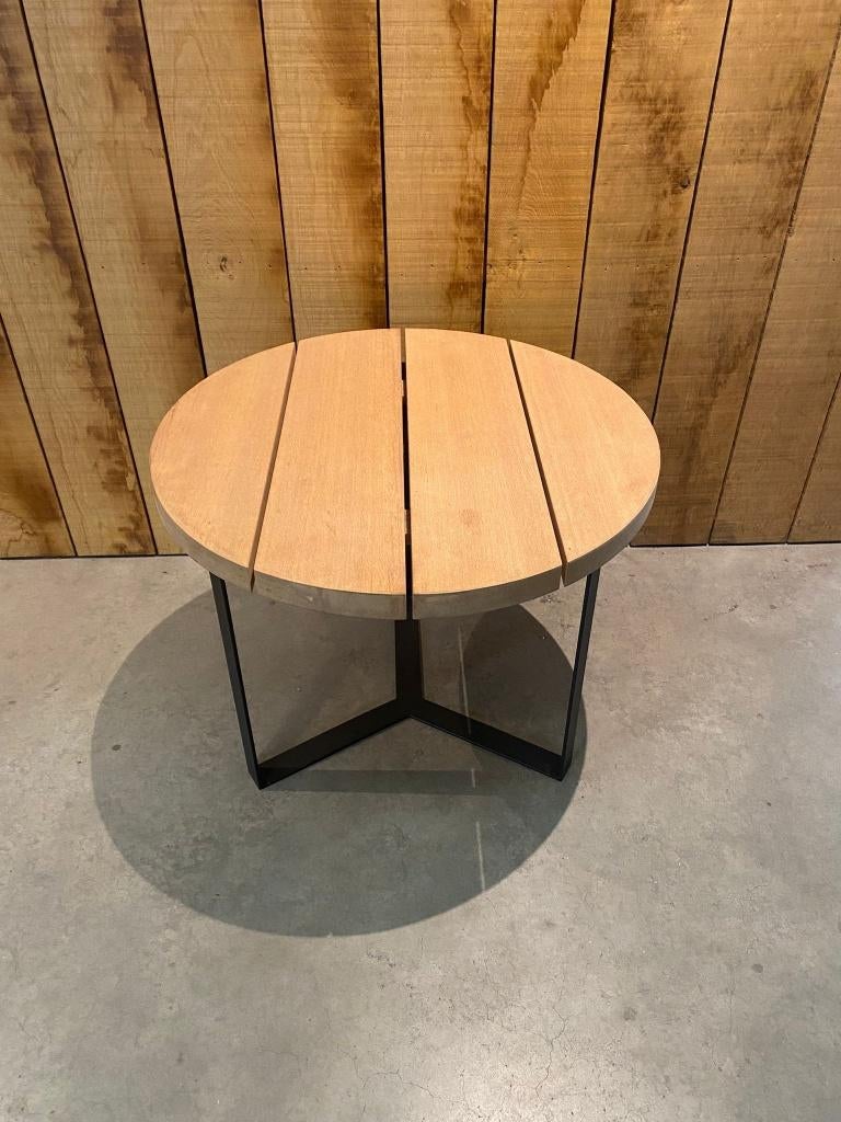 salonMassief hardhouten salontafel – industrieel design, Ophalen, 50 tot 100 cm, Rond, Nieuw