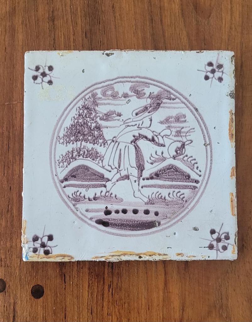 Hele oude mangaan tegeltjes 18/ 19de eeuw, Antiek en Kunst, Antiek | Wandborden en Tegels, Ophalen