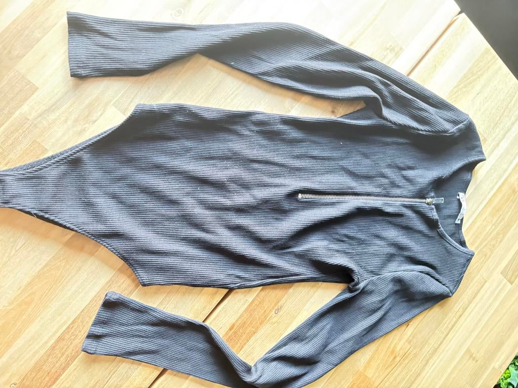 Nieuwe Zara body met rits - Maat S, Zwart, Nieuw, Ophalen of Verzenden, Lange mouw