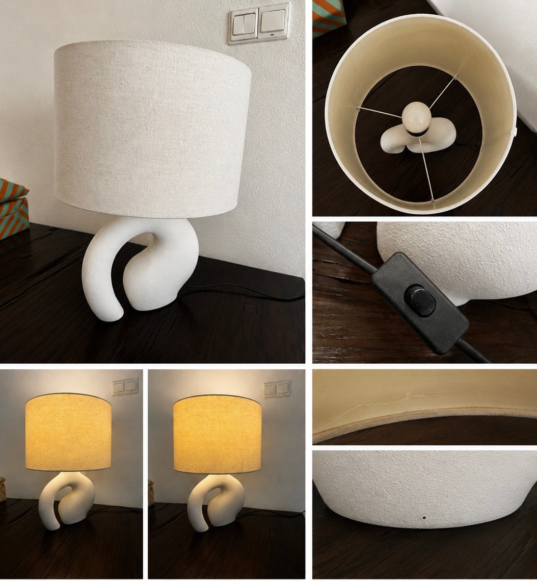 Kwantum organische tafellamp – wit/beige – sfeerlamp, Huis en Inrichting, Ophalen, Bedlamp, Beige, Gebruikt