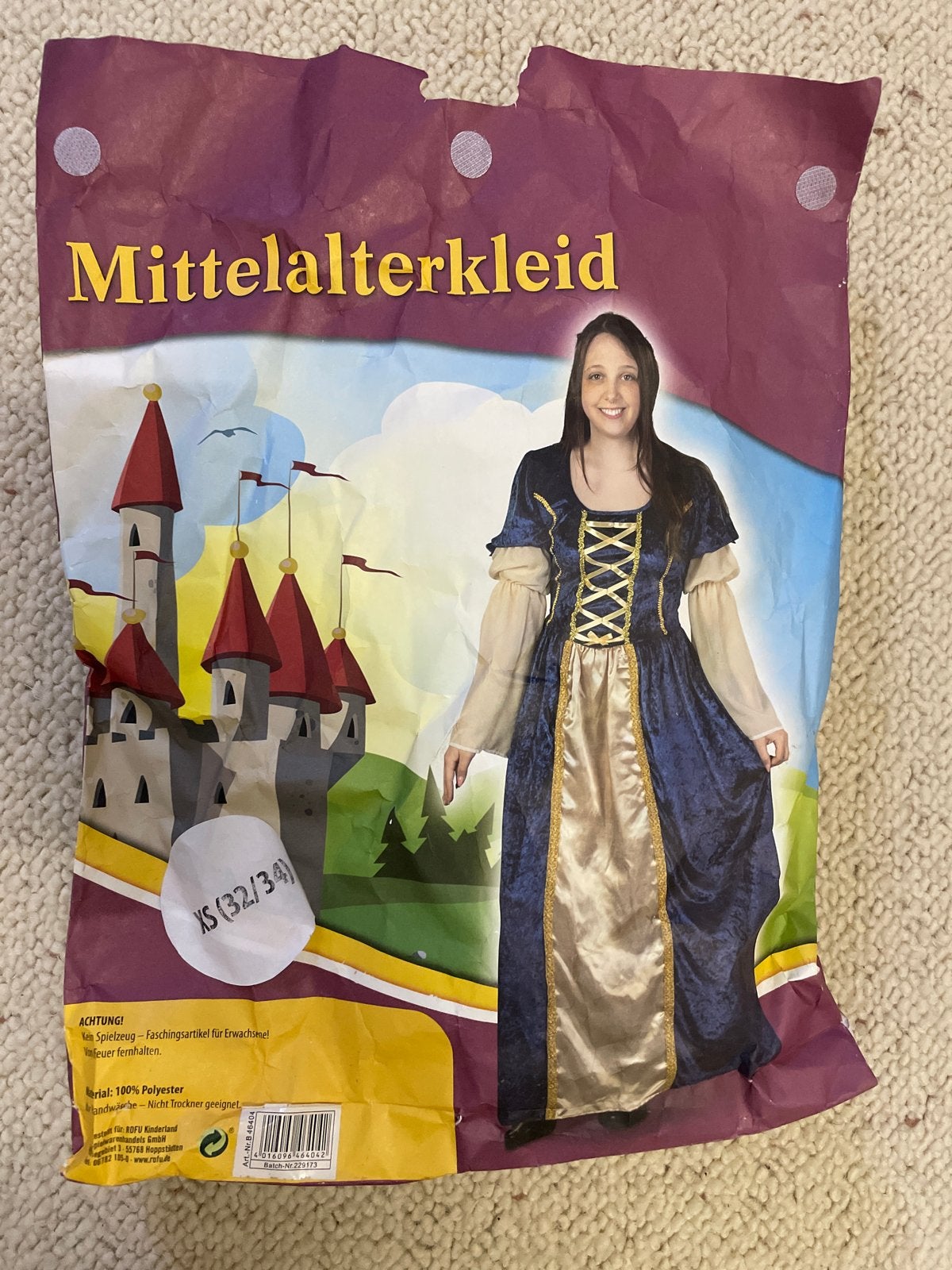 Mittelalterkleid - Middeleeuws kostuum XS (32/34), Nieuw, Ophalen of Verzenden, Kleding, Maat 34 (XS) of kleiner