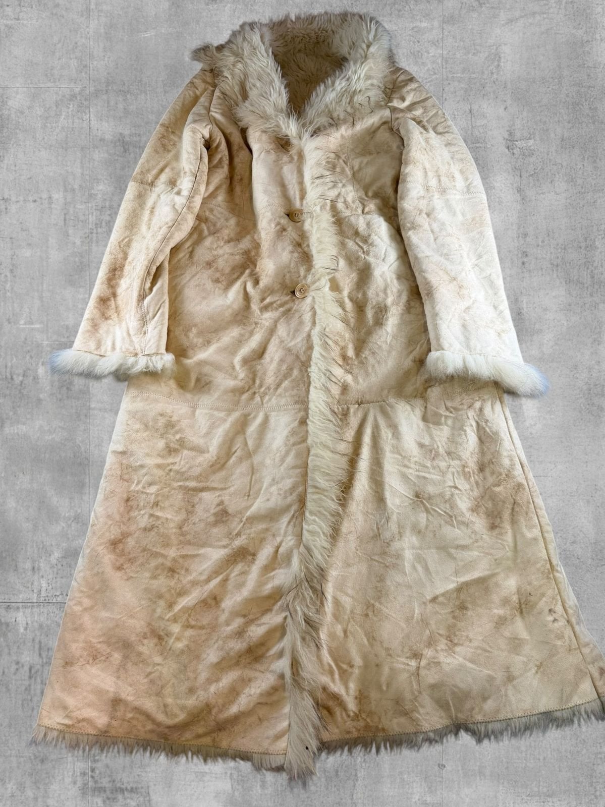 Beige leren damesjas van Vintage Dressing (lammy coat /, Bayline Vintage Trading, Verzenden, Beige, Zo goed als nieuw