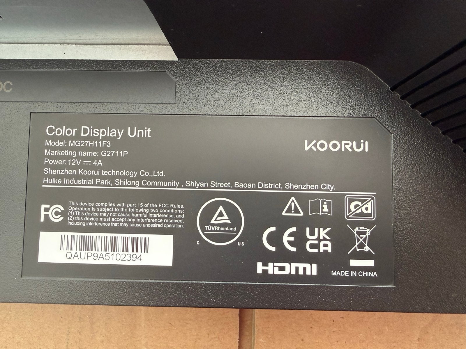 Koorui MG27H11F3Monitor Onderdelen - Zo goed als nieuw, Computers en Software, Koorui, ., Ophalen of Verzenden, Zo goed als nieuw