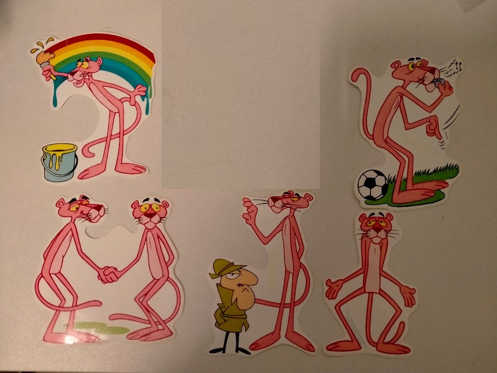 Pink Panter roze panter vintage stickers set scheids, Ophalen of Verzenden, Zo goed als nieuw, Strip of Tekenfilm