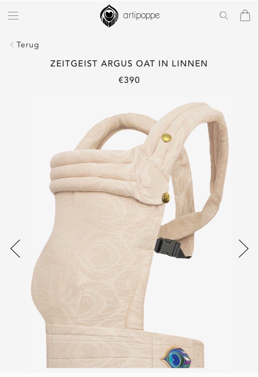Artipoppe Draagzak Nieuw - Zeitgeist Argus Oat in Linnen, Overige merken, Nieuw, Ophalen of Verzenden, Buik, Rug of Zij