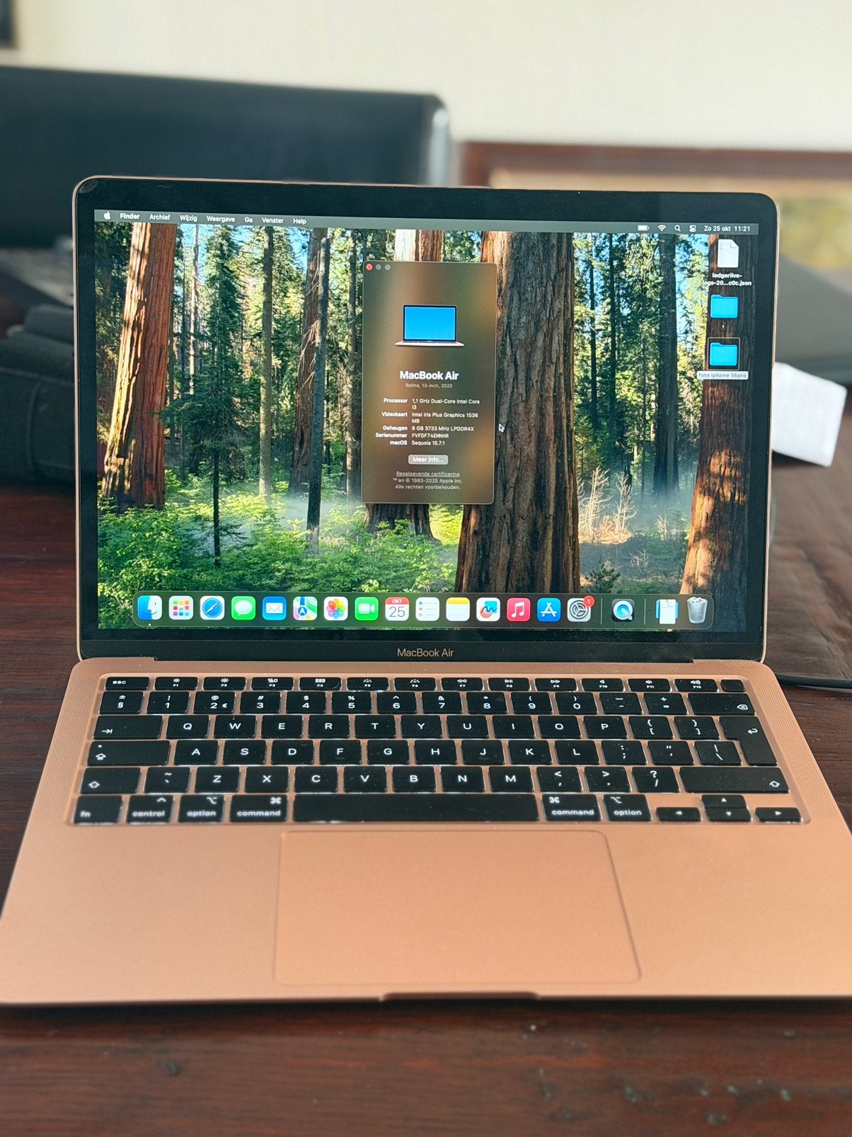 MacBook Air 13” 2020 Gold | Intel Core i3 | 8GB | 256GB SSD, Computers en Software, 256 GB, Qwerty, 8 GB, 13 inch