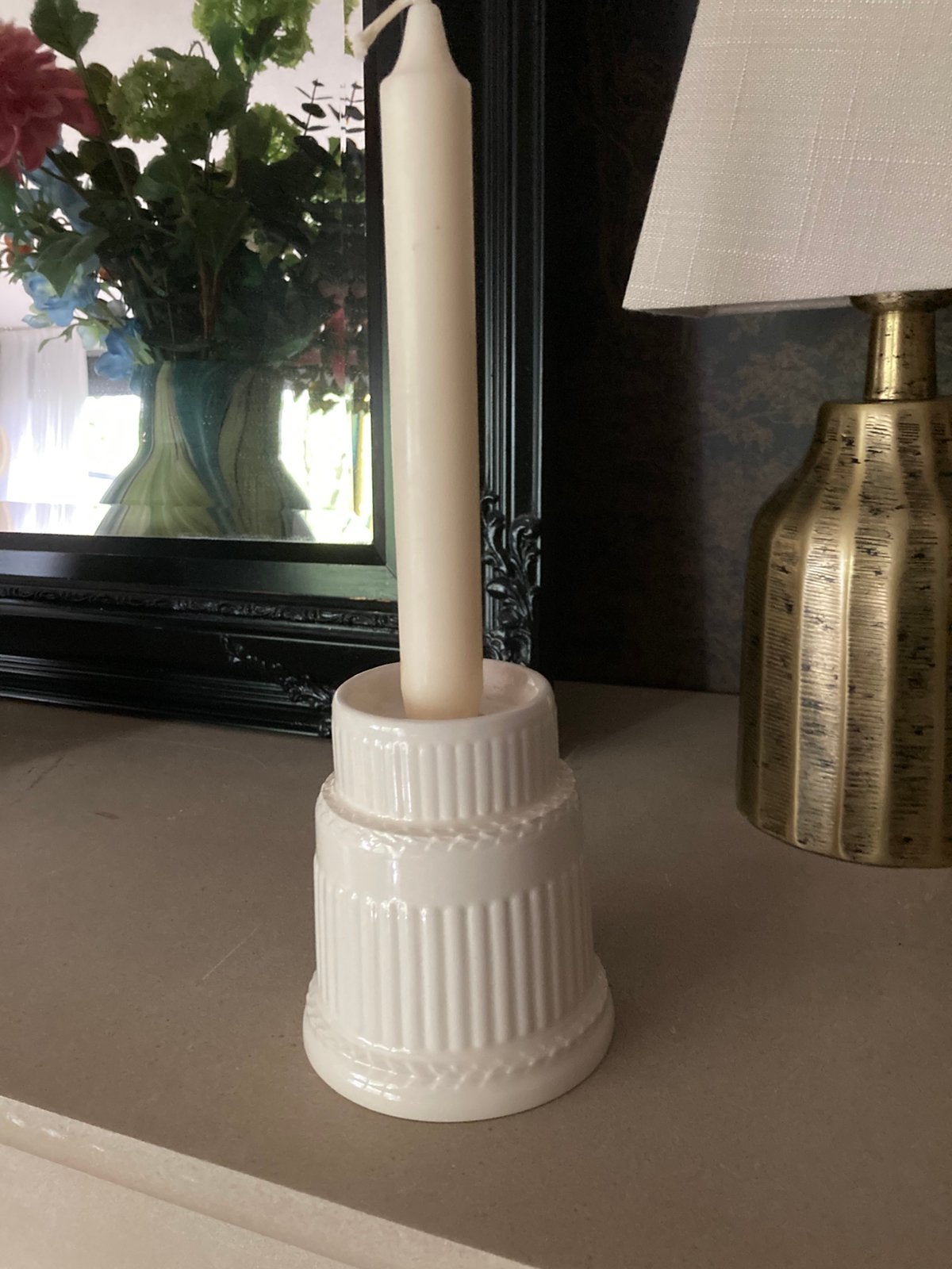 Wedgwood Queens ware Edme kandelaar, Huis en Inrichting, Woonaccessoires | Vazen, Ophalen of Verzenden, Zo goed als nieuw, Overige kleuren