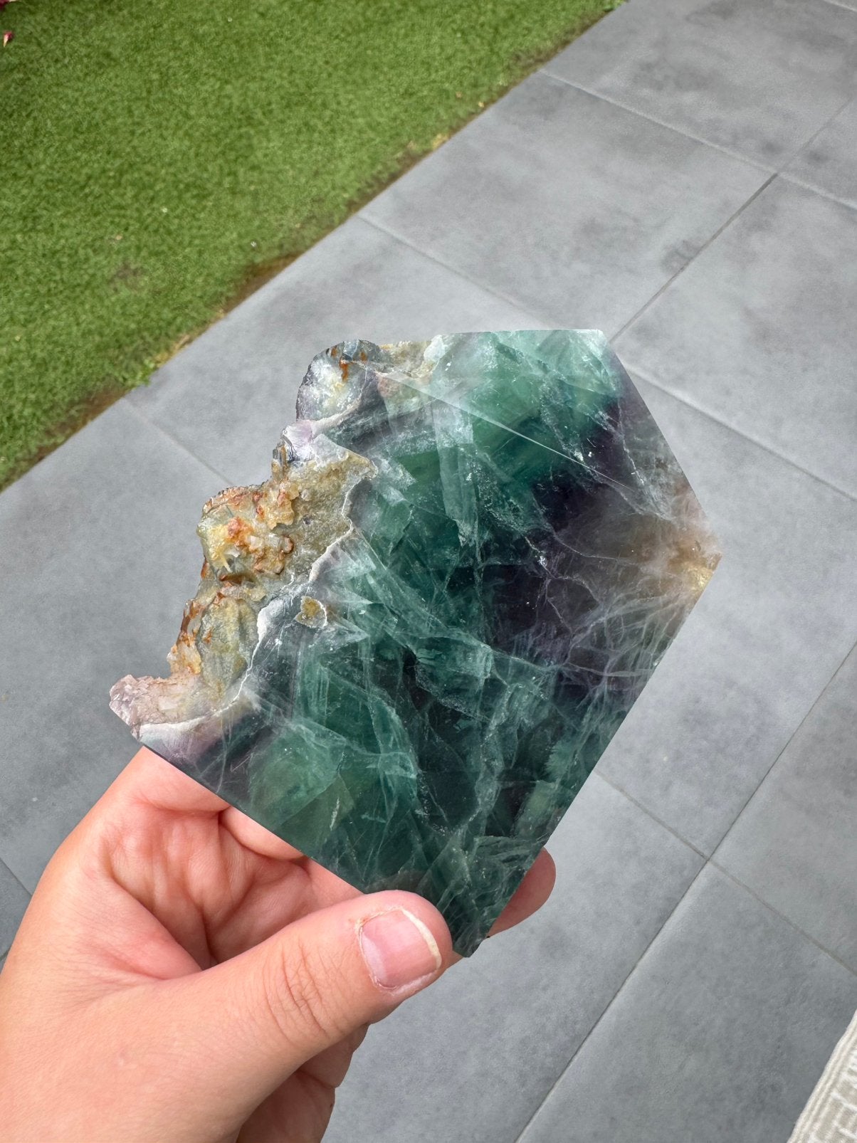 Prachtige Regenboog Fluoriet Kristal - 479 gram, Ophalen, Mineraal