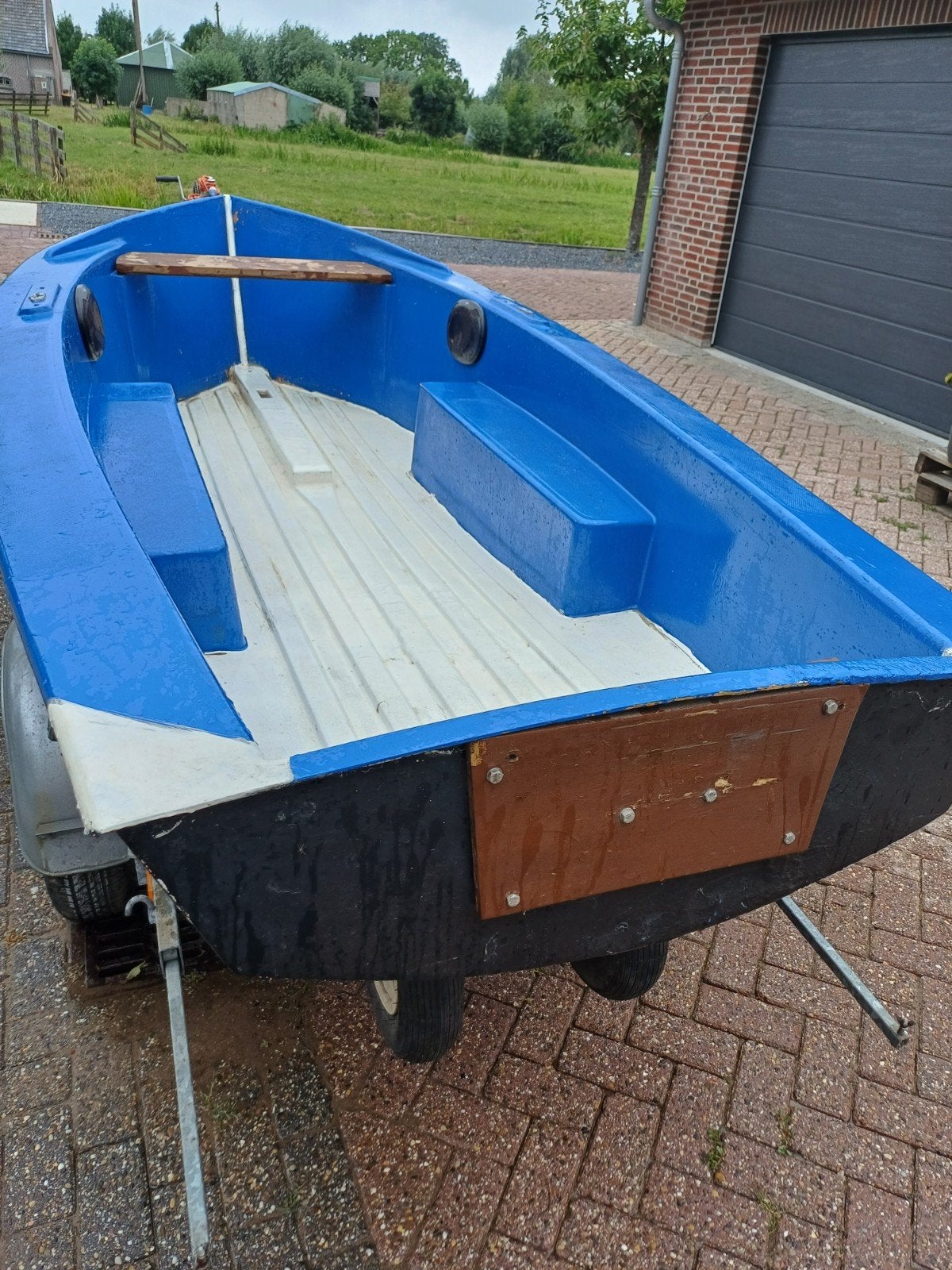 Polyester sloep 4,20 meter lang met aanhanger, Watersport en Boten, Vis- en Consoleboten, Ophalen, Gebruikt, 4 m, 2 m