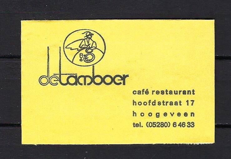 776 Hoogeveen cafe rest DE LAMBOER, Ophalen of Verzenden, Nederland