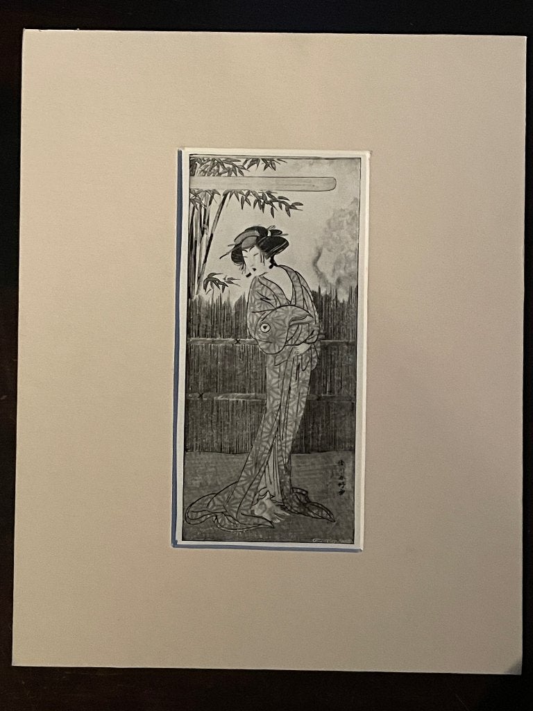Japans tafereel 1910 Shunti - Oude boekdruk - P0621-14, Antiek en Kunst, Ophalen of Verzenden, Ets, 1900 - 1949
