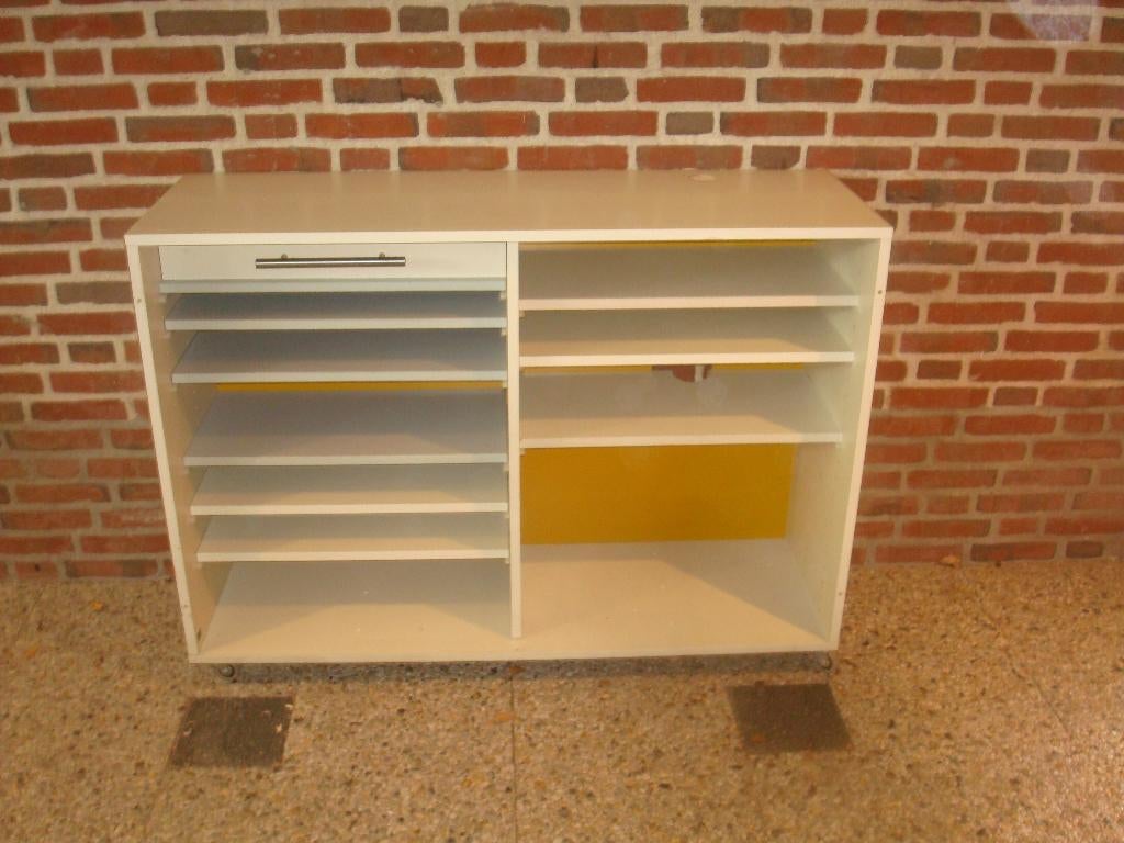 verrijdbare papierkast met schappen, Huis en Inrichting, Kasten | Ladekasten, Ophalen, Kunststof, Gebruikt, 100 tot 150 cm