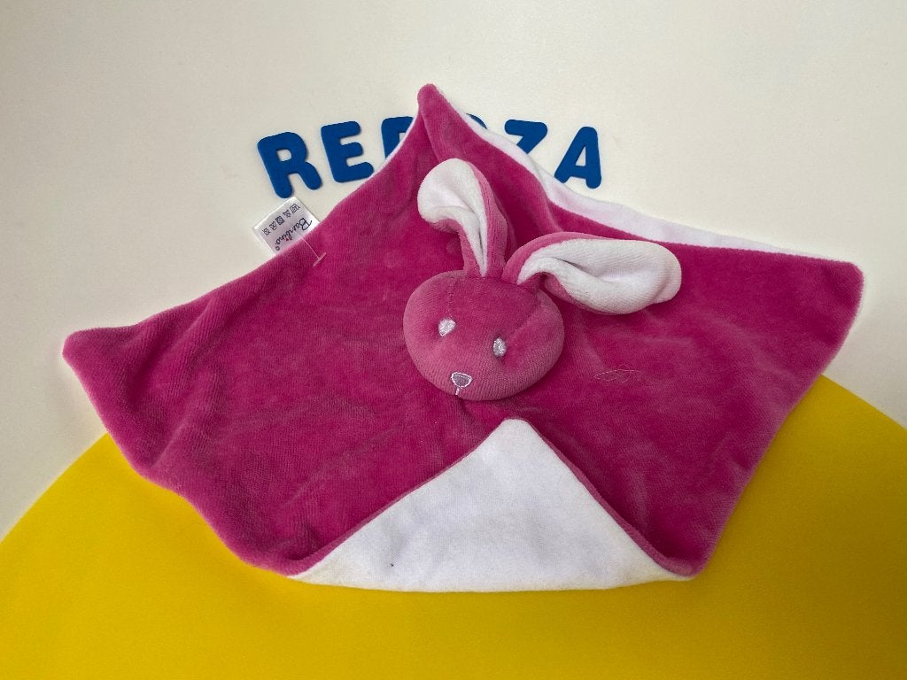G054 bambino konijn konijntje doekje roze wit, Ophalen of Verzenden, Zo goed als nieuw, Konijn