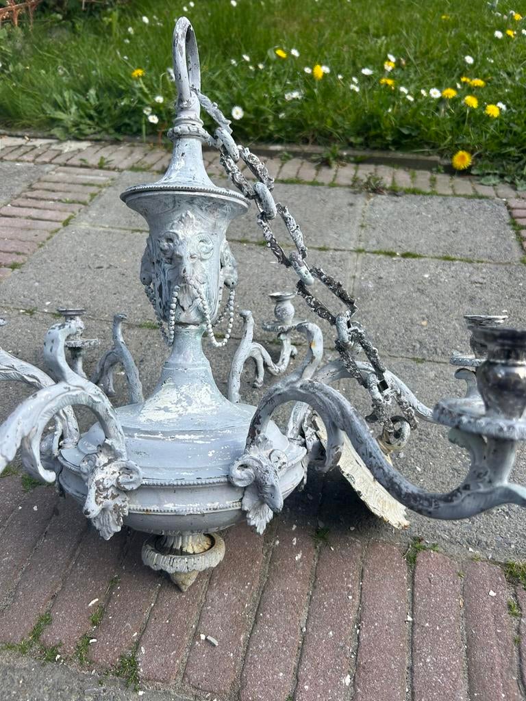 Te koop oude baardman lamp antiek in complete staat, Ophalen, Gebruikt, Metaal