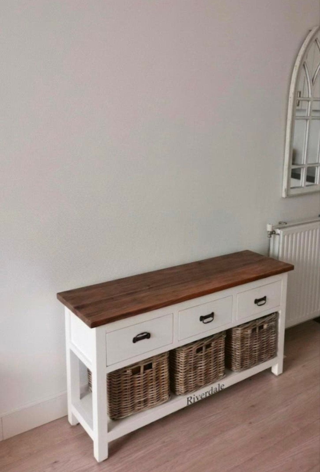 Riverdale TV meubel / dressoir met rieten manden, Huis en Inrichting, Ophalen, Gebruikt, Overige materialen, 100 tot 150 cm