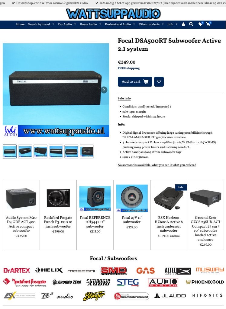 Focal DSA500RT Subwoofer Active 2.1 system, Gebruikt, ., Ophalen of Verzenden, .