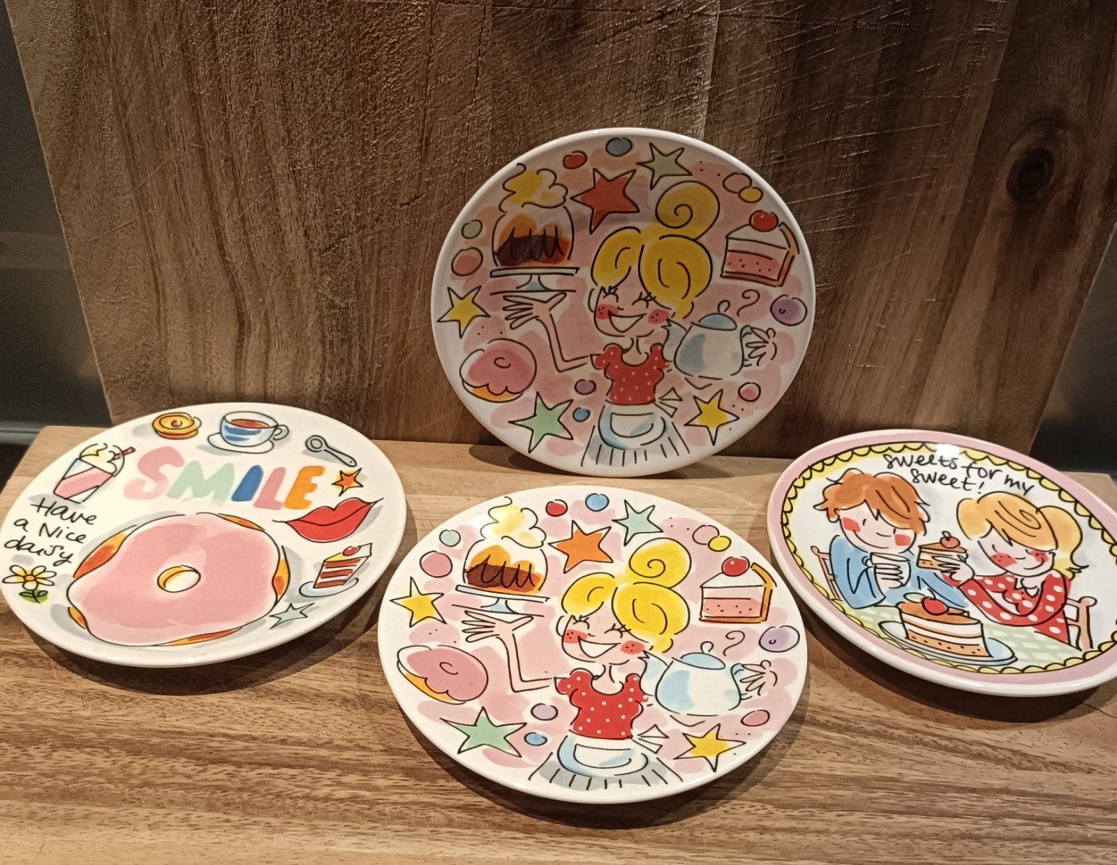 Blond Amsterdam petit four bordjes 4x, Ophalen of Verzenden, Zo goed als nieuw, Bord(en), Aardewerk