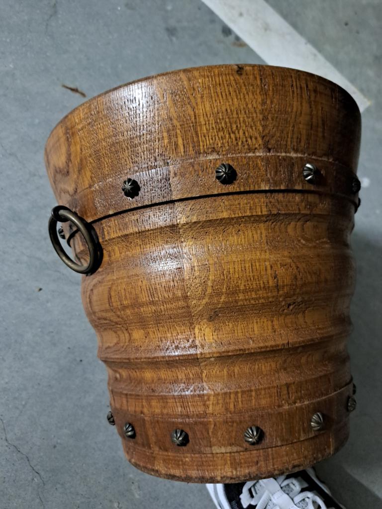 Houten vintage planten pot hoog 25cm bij 23cm, Ophalen, Gebruikt