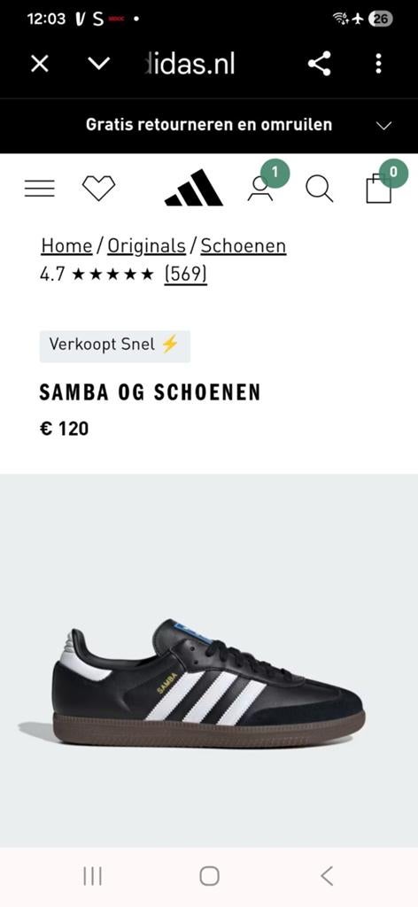 Adidas Samba OG Schoenen Zwart/Wit, Kleding | Dames, Schoenen, Ophalen of Verzenden