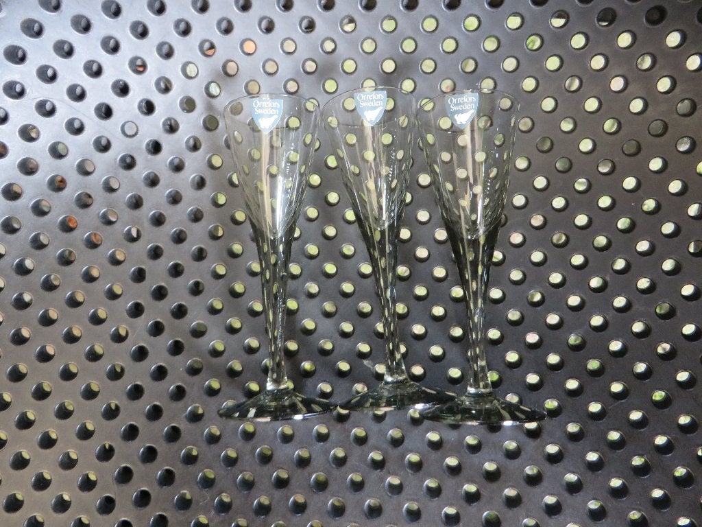 Orrefors Zweeds design aquavit borrel glaasjes licht bruin, Ophalen of Verzenden