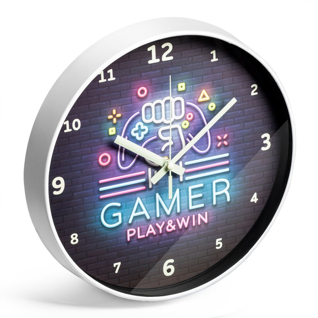 Gamer wandklok - glow in the dark, Glow in the dark, Analoog, Nieuw, Ophalen of Verzenden