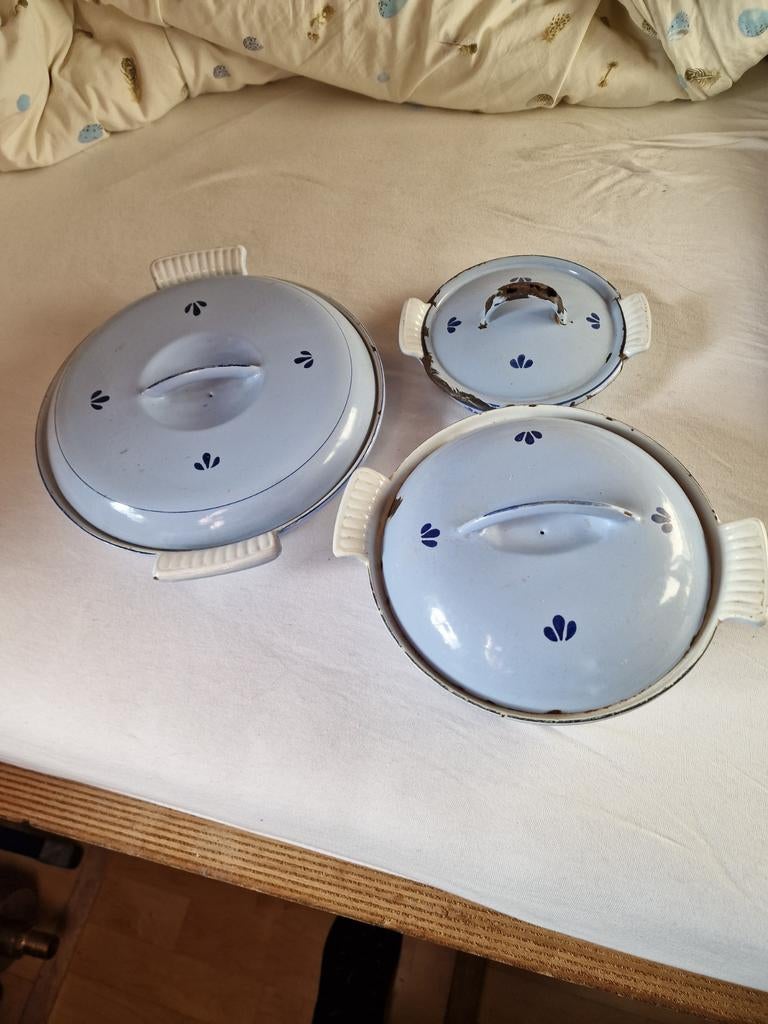 Vintage geëmailleerde ovenschalen - DRU - Made in Holland, Ophalen of Verzenden