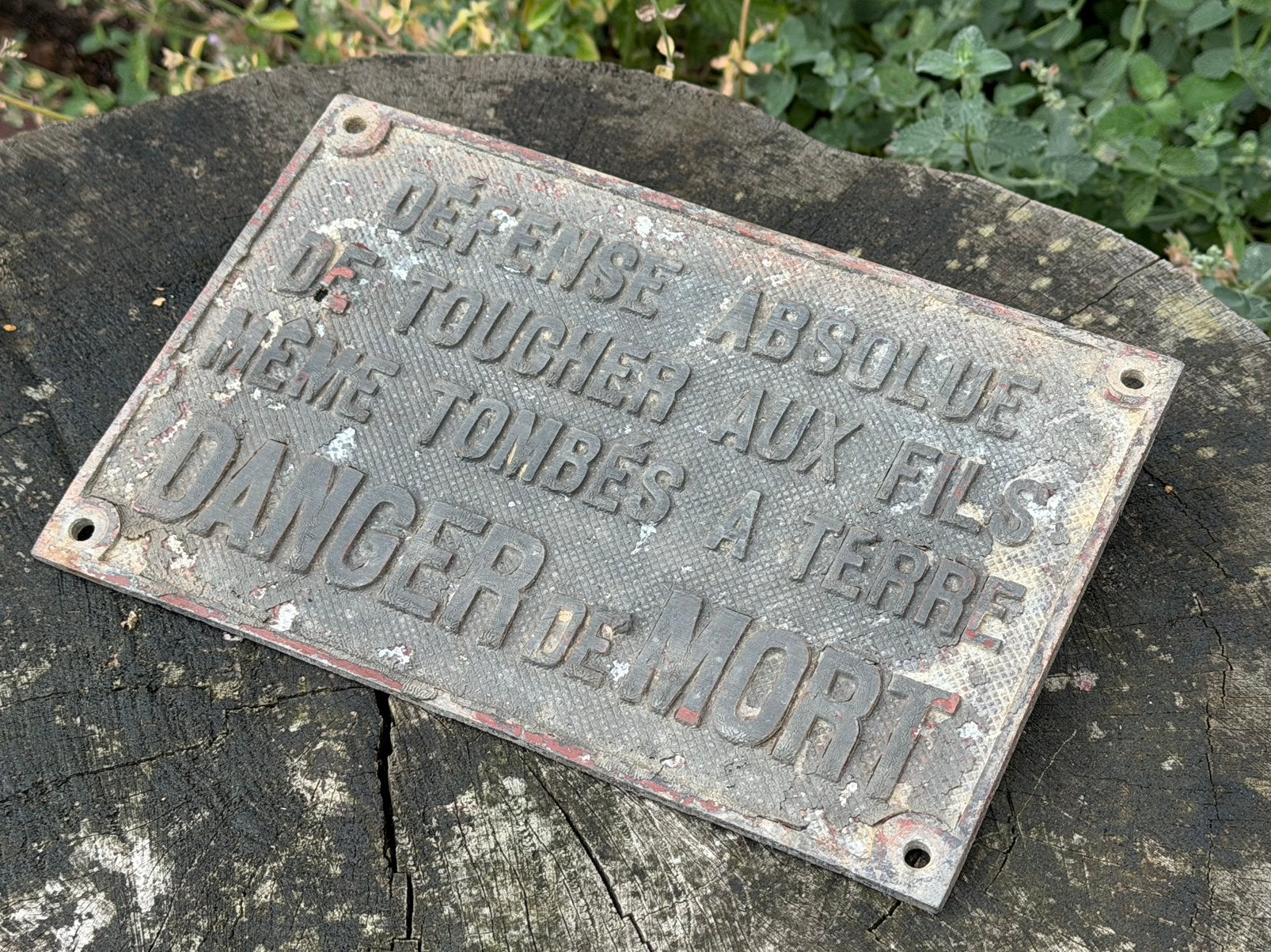 Vintage frans bordje hoogspanning geen emaille reclamebord, Ophalen, Gebruikt, Overige typen