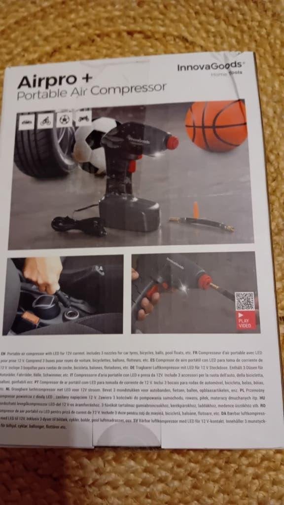Portable Air Compressor With Airpro + Led Light, Minder dan 25 liter, Ophalen of Verzenden, Nieuw, Minder dan 200 liter/min
