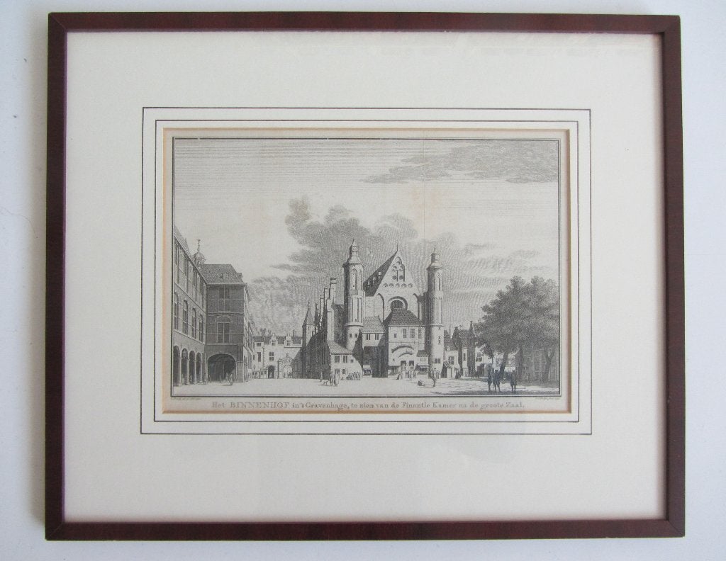 Antieke gravure - Binnenhof / Den Haag, Antiek en Kunst, Ophalen of Verzenden
