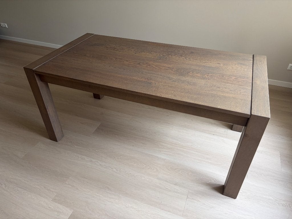 Stevige massief eikenhouten eettafel, Ophalen, Gebruikt, Eikenhout, 50 tot 100 cm