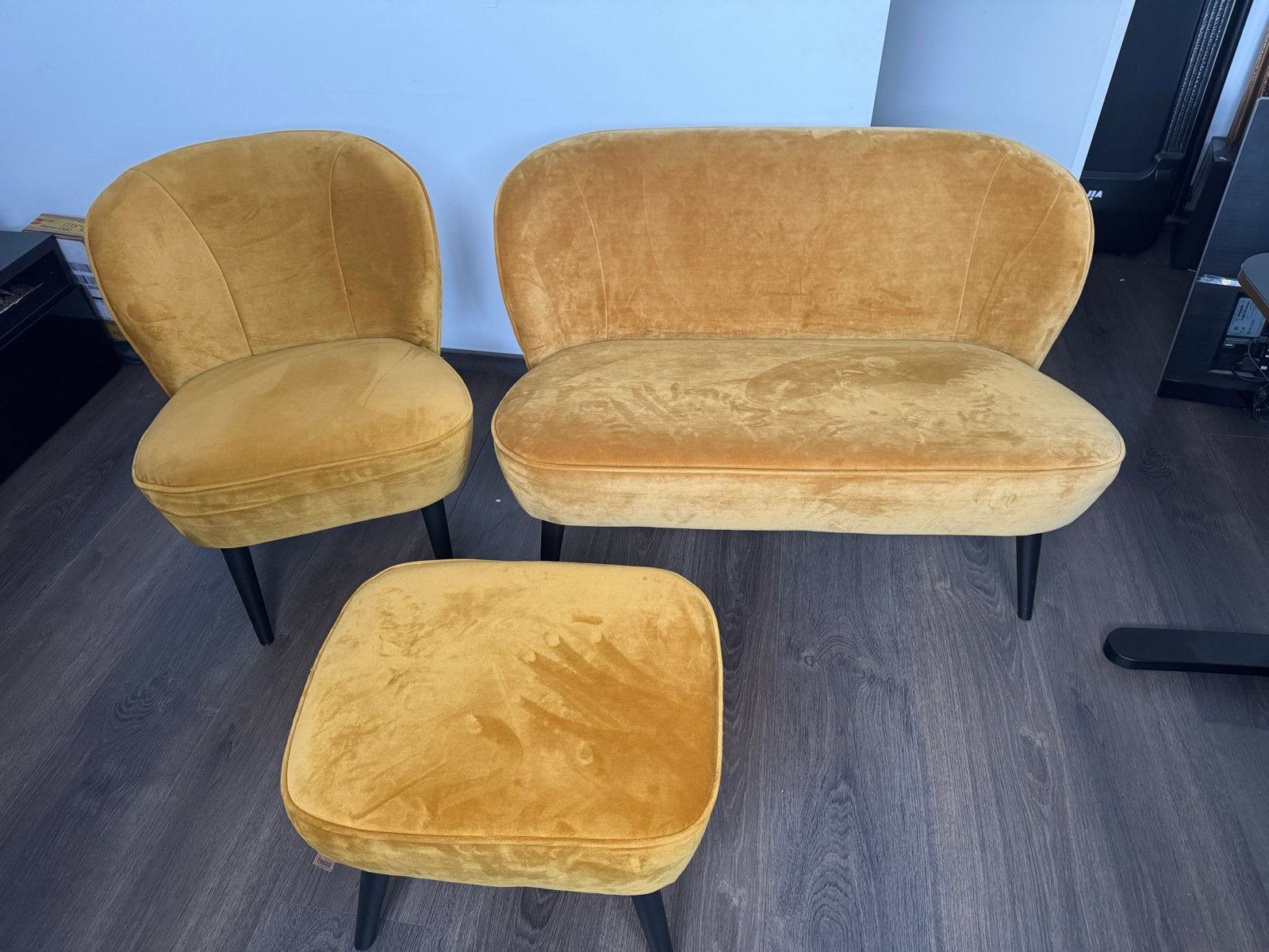Set van 3: Bank, Fauteuil en Zitbank- Zo goed als nieuw, Ophalen, Zo goed als nieuw, Stof