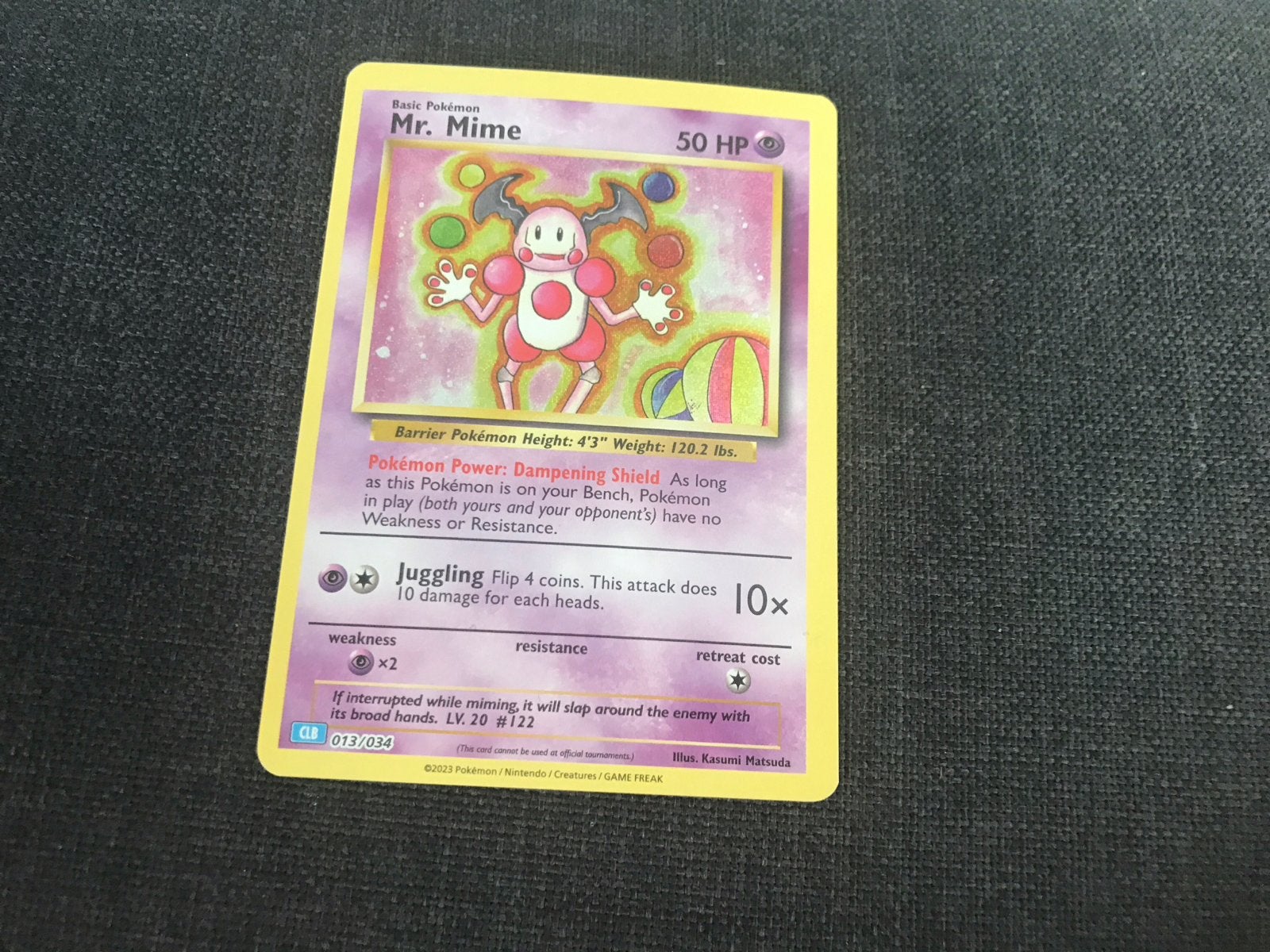 Pokémon Kaart Mr. Mime 013/034 Basic Pokémon, Ophalen of Verzenden, Gebruikt, Losse kaart