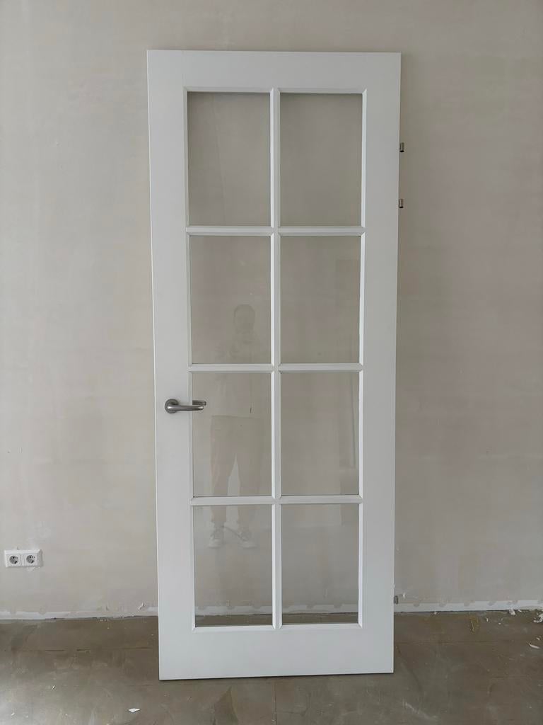 Rechtsdraaiende binnendeur met glas 232 x 90; 4 cm dik, Doe-het-zelf en Verbouw, Deuren en Horren, Ophalen, 80 tot 100 cm, 215 cm of meer